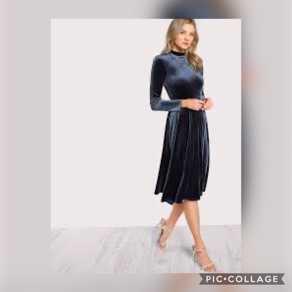 SHEIN Dresses & Skirts - Shein velvet fit and flare dress!